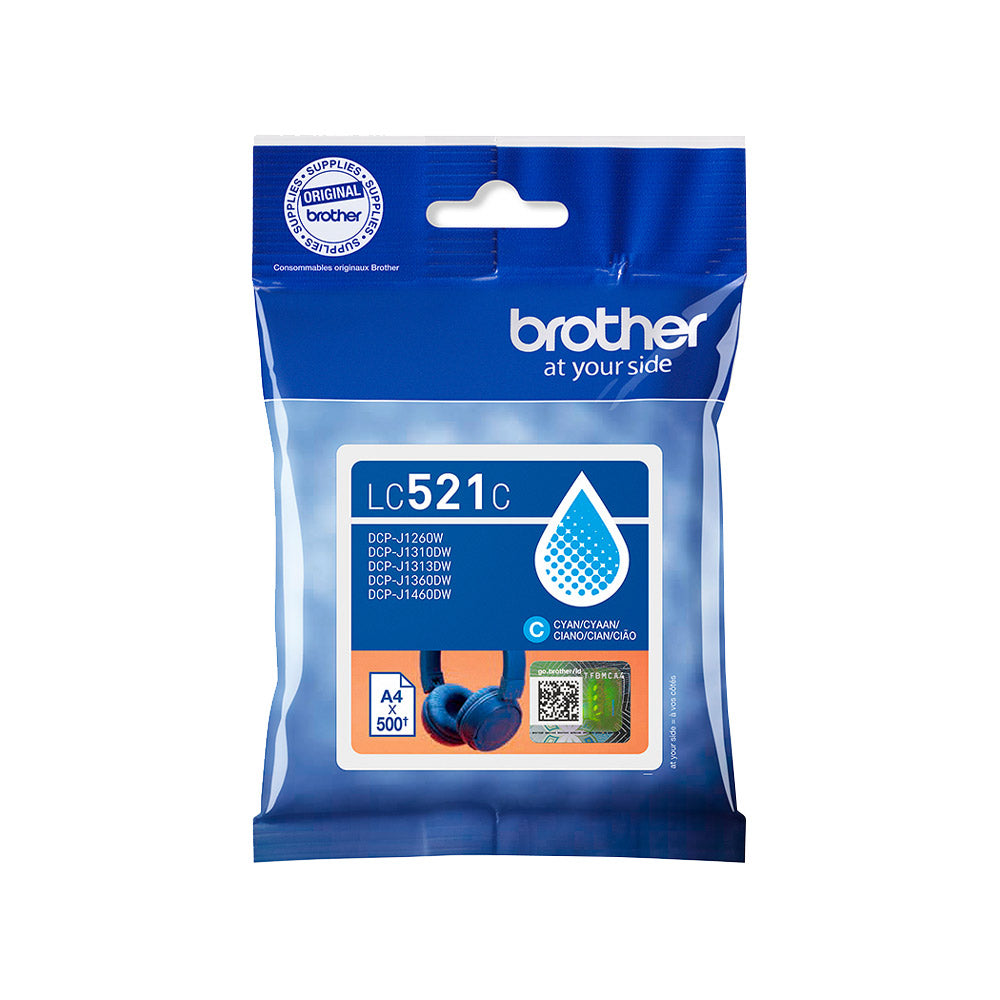 Tinteiro Brother LC521C Azul 500 Pág.