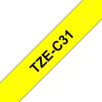 Fita Laminada 12mmx5mts Fluorescente Amarelo/Preto
