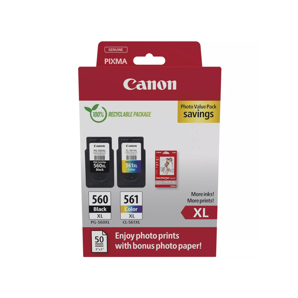 Pack Tinteiros Canon 560XL/561XL Preto/Color 3712C008