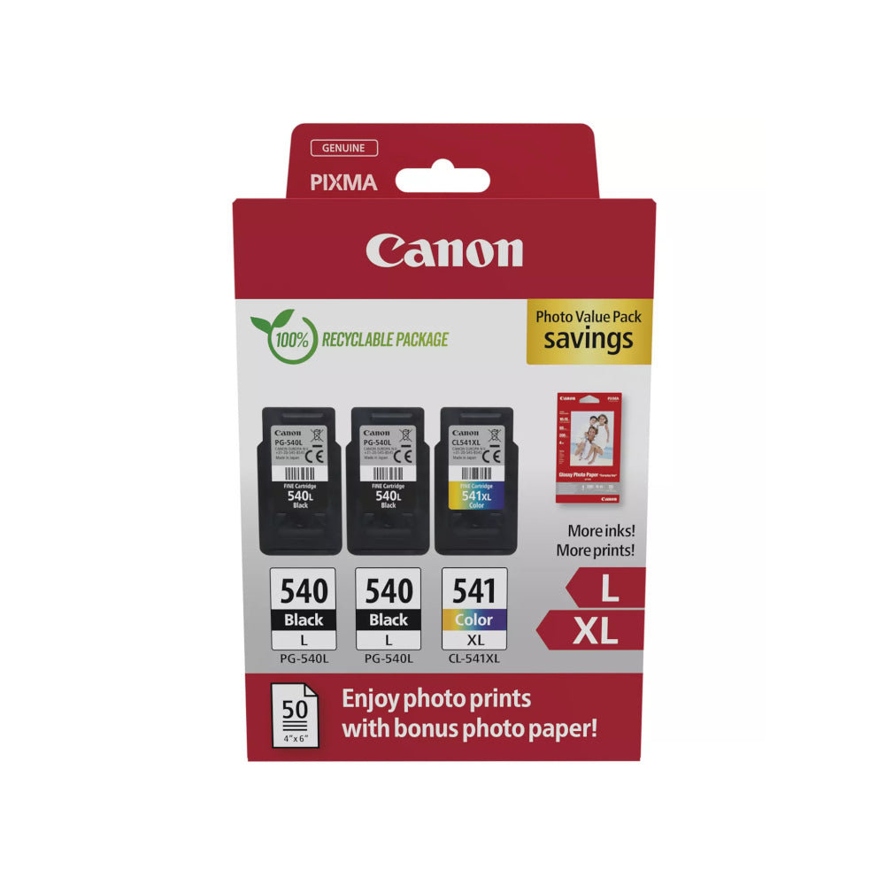 Pack Tinteiros Canon 540Lx2/541XL Preto/Cor+Papel 5224B015