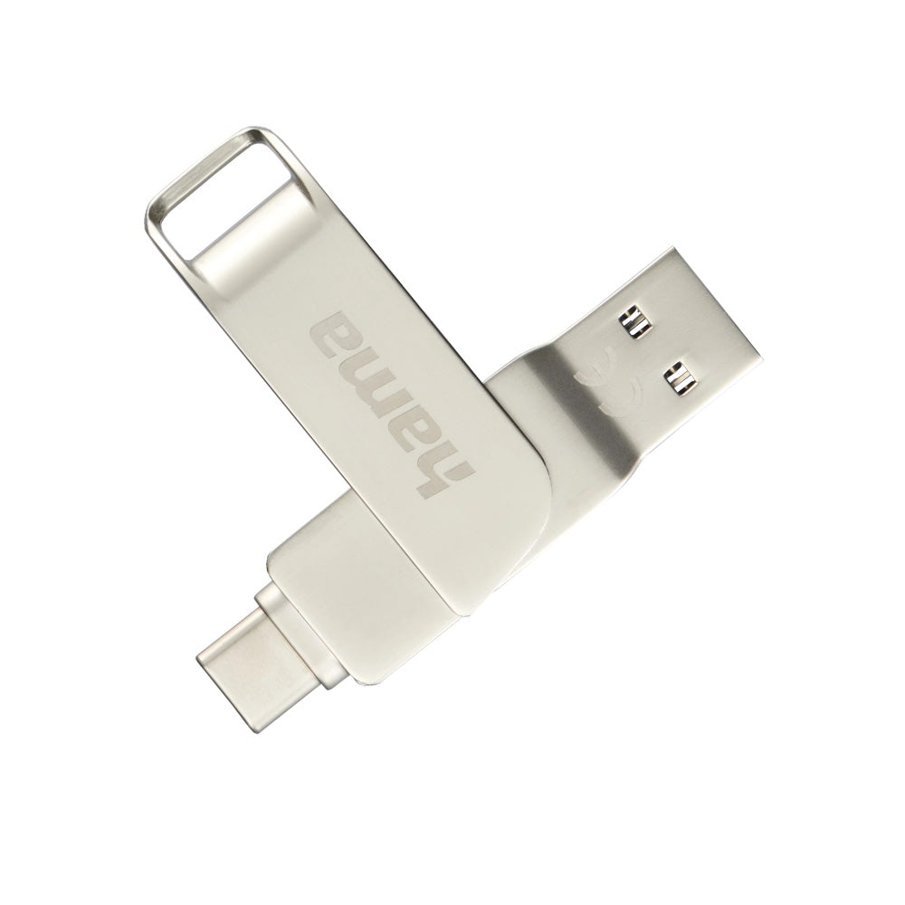 Pen Drive 256GB USB-C 3.1 + USB-A 3.0 Rotate Pro Prata