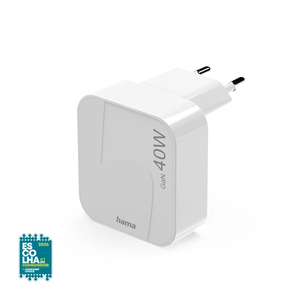 Carregador USB-C 2 Portas GaN 40W Mini-Charger Dobrável