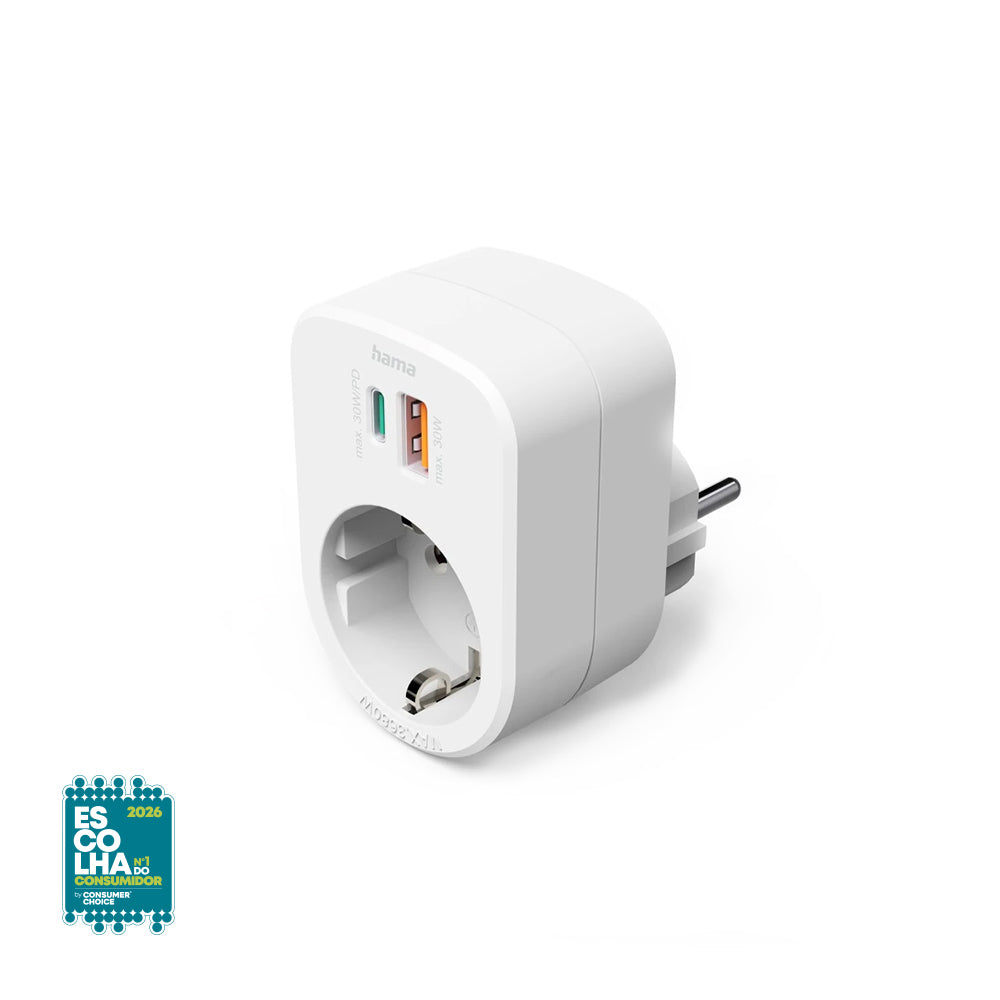 Tomada com USB-C+ USB-A Branco