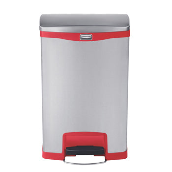 Contentor 50L Inox Cinza/Vermelho com Pedal