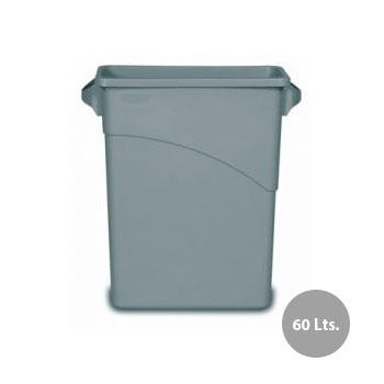 Contentor 60L Plástico Slim Jim c/Canais Vent s/Tampa Cinza
