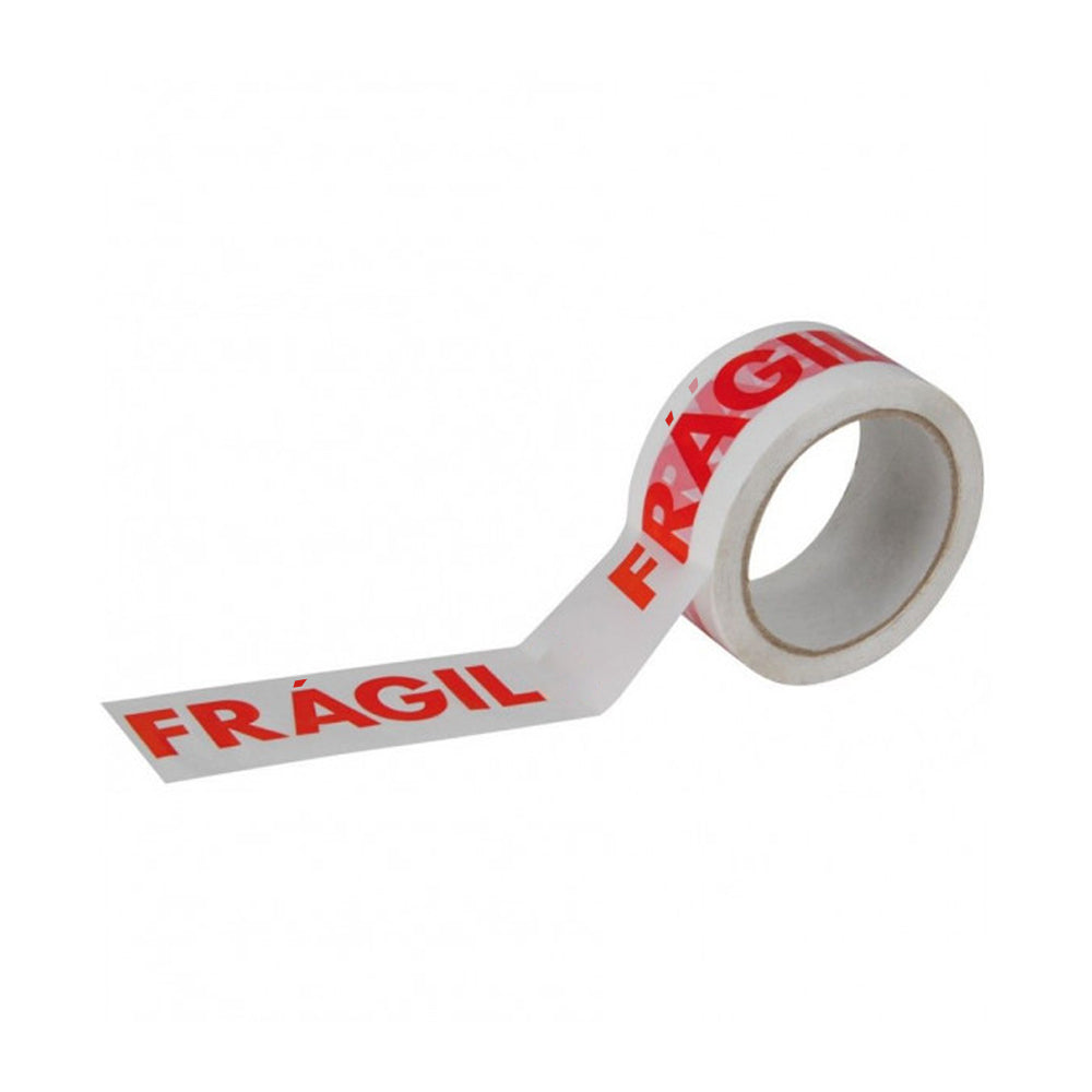 Fita Adesiva Impressa FRÁGIL 50mmx66m Cor Branco/Vermelho