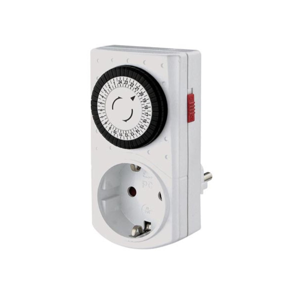 Tomada Mini Temporizador Mecânico de 24 horas 230V Branco