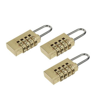 Cadeado 20mm Dourado com Código Pack 3un