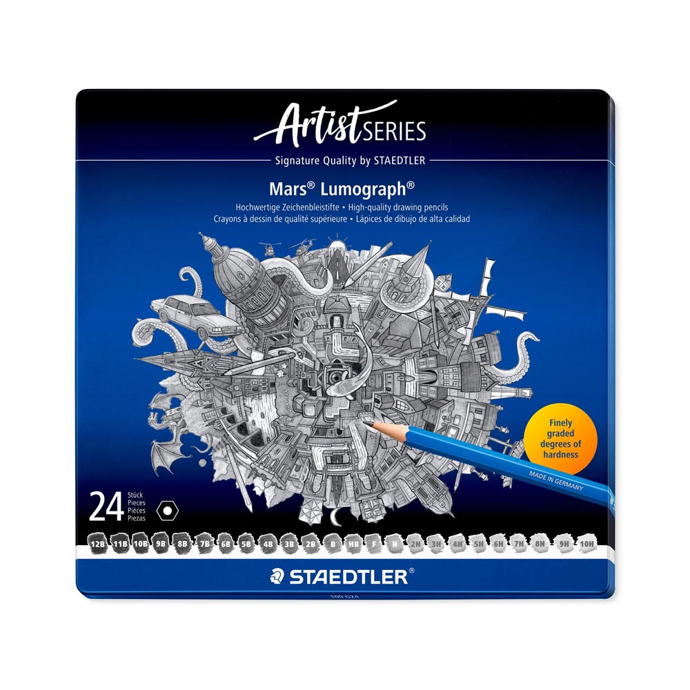 Lápis Grafite 100 G24 STAEDTLER Mars Lumograph Cx Metal 24un