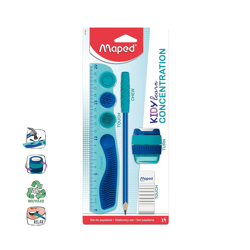 Conjunto Escolar Kidy Learn Concentration 4 Peças Azul