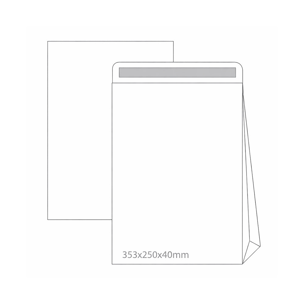 Envelopes Saco 250x353mm B4 Branco 090g c/Fole 40mm 50un