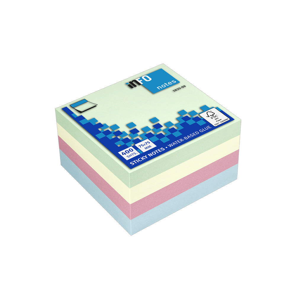 Bloco Notas Aderentes 075x075mm Pastel Cubo 400 Folhas