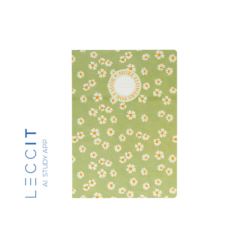 Caderno Agrafado A5 Quadriculado FLOWERS Verde 48Fls 1un