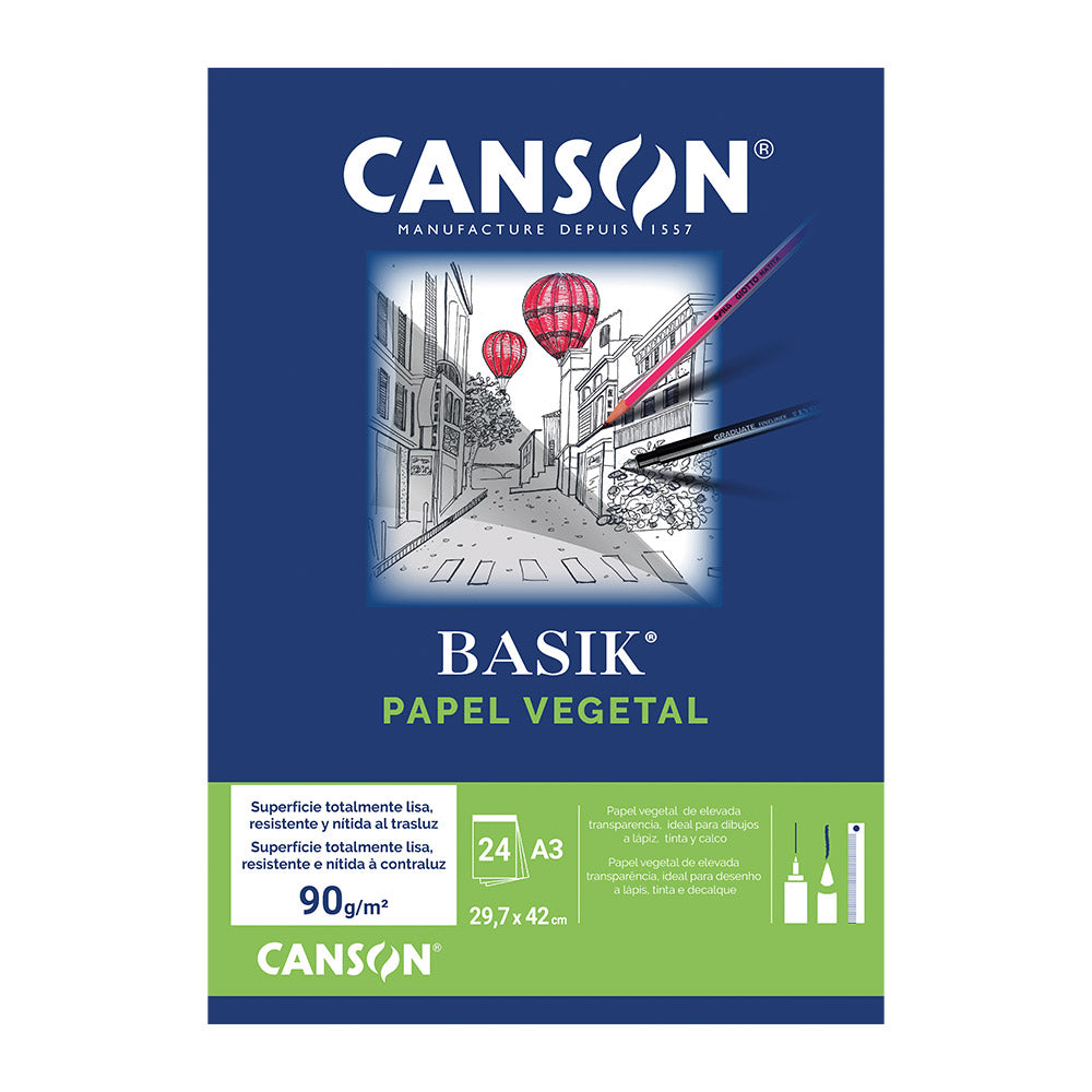 Papel Vegetal A3 90g Canson Bloco 24Fls
