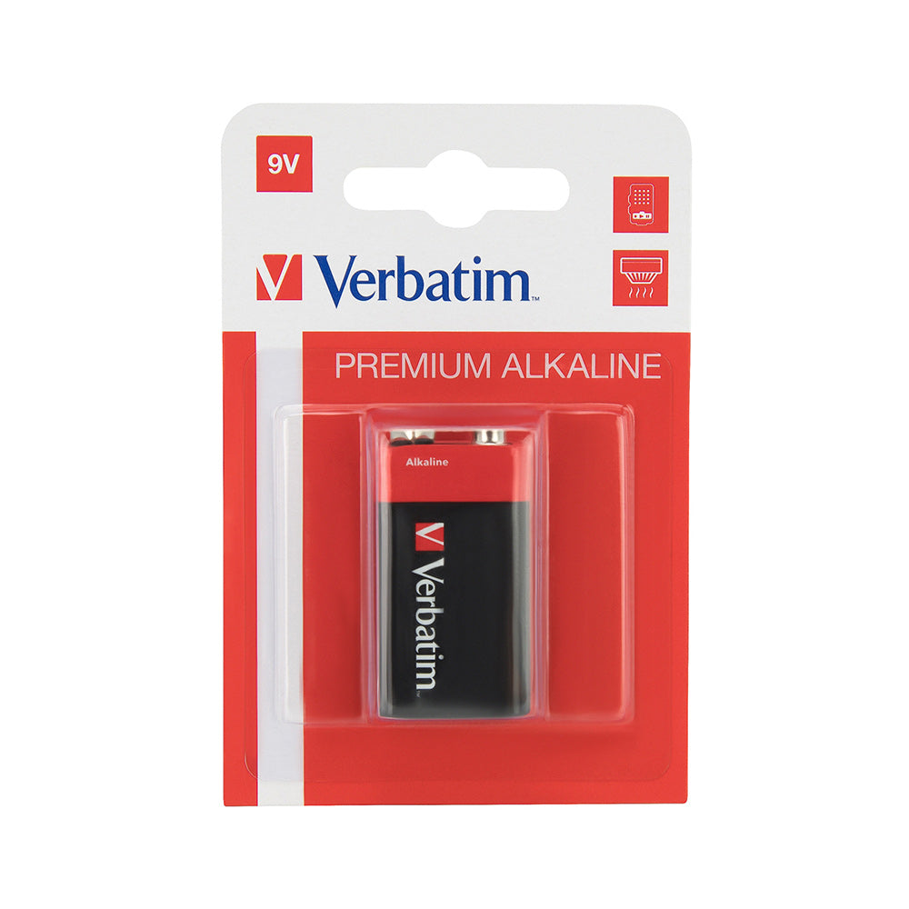 Pilhas 6LR61 Alcalinas 9V 500mAh Verbatim 49924 1un