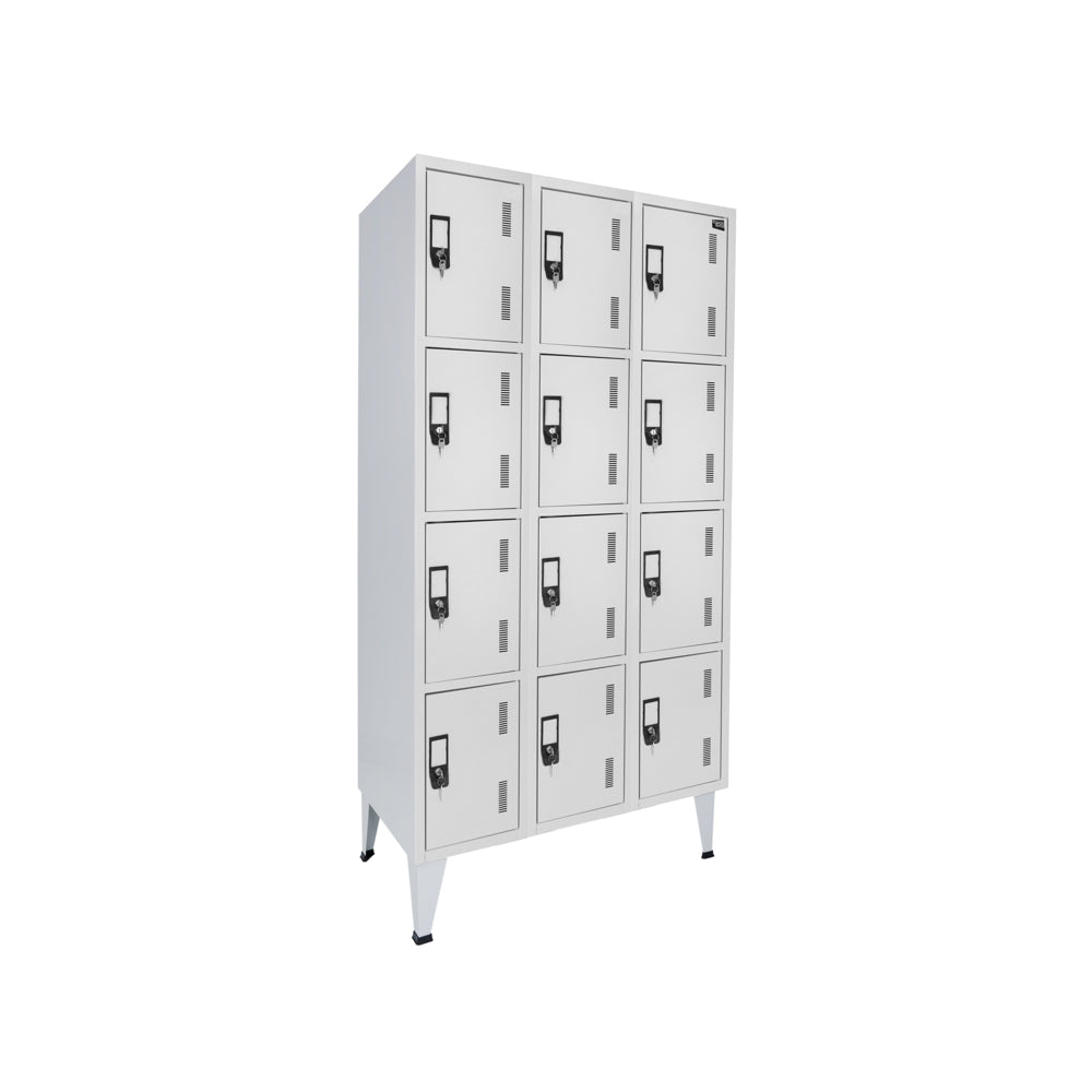 Cacifos Metálicos Triplo 12 Cacifos 900x500x1900mm Cinza