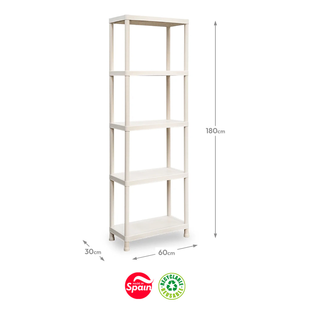 Estante 5 Prateleiras Stack 30x60x180cm Bege