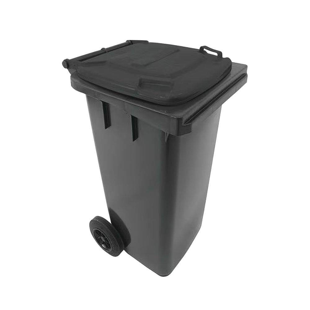 Contentor 120L Plástico 2 Rodas Cinza Escuro Tampa Cinza