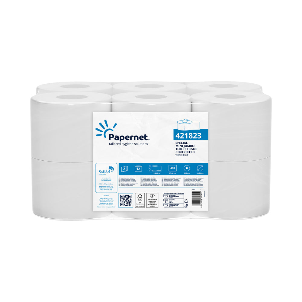Papel Higiénico (Jumbo) 112mts 2Fls Papernet Ex.Central 12un
