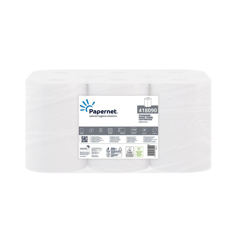 Rolo Espiral 285mx19,2cm 20,5g 1Fl PAPERNET Picotado 6un