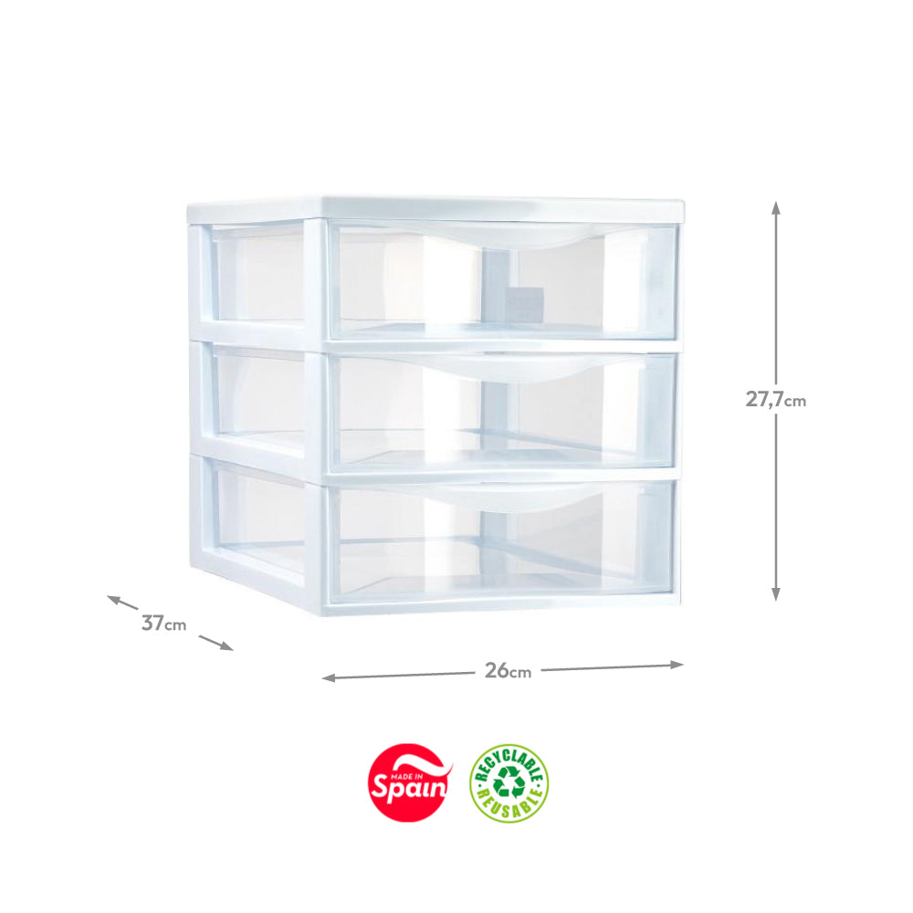 Bloco 3 Gavetas Plástico Easy 26x37x27,7cm Branco