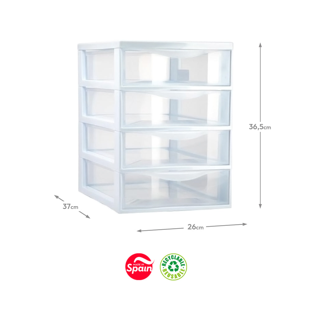 Bloco 4 Gavetas Plástico Easy 36,5x26x37cm Branco