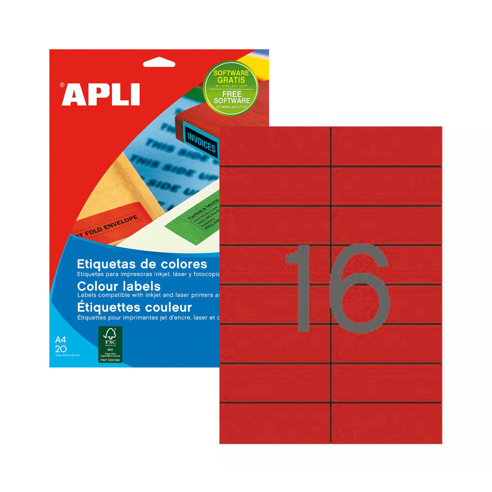 Etiquetas 105x037mm 20Fls A4 Vermelho Apli 320un