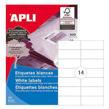 Etiquetas 105x042,4mm 500Fls A4 Apli 7000un