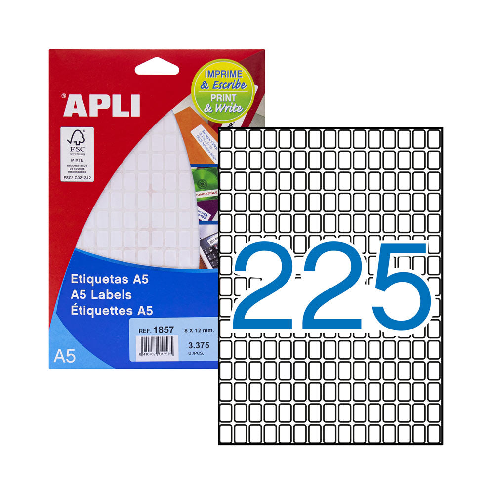 Etiquetas 008x012mm 15Fls A5 01857 Apli 3375un