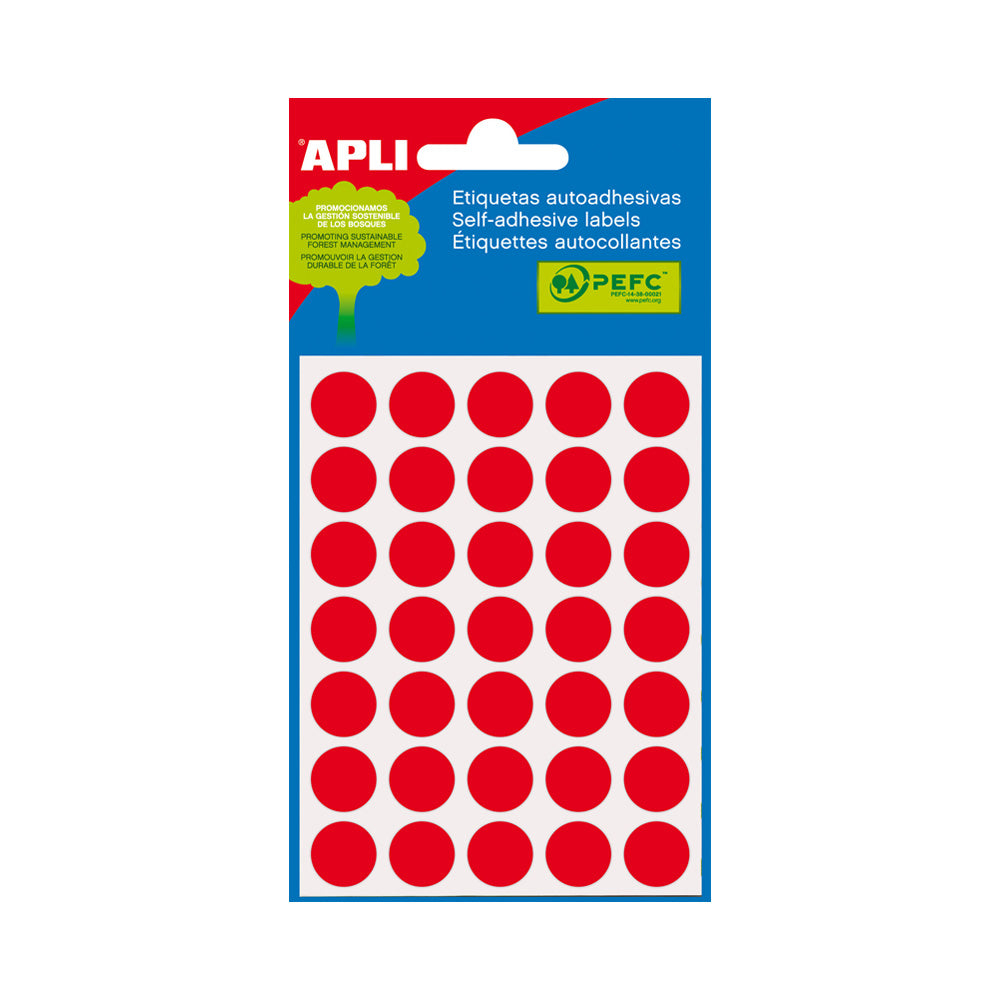 Etiquetas Redondas 13mm Vermelho Apli 2057 175un