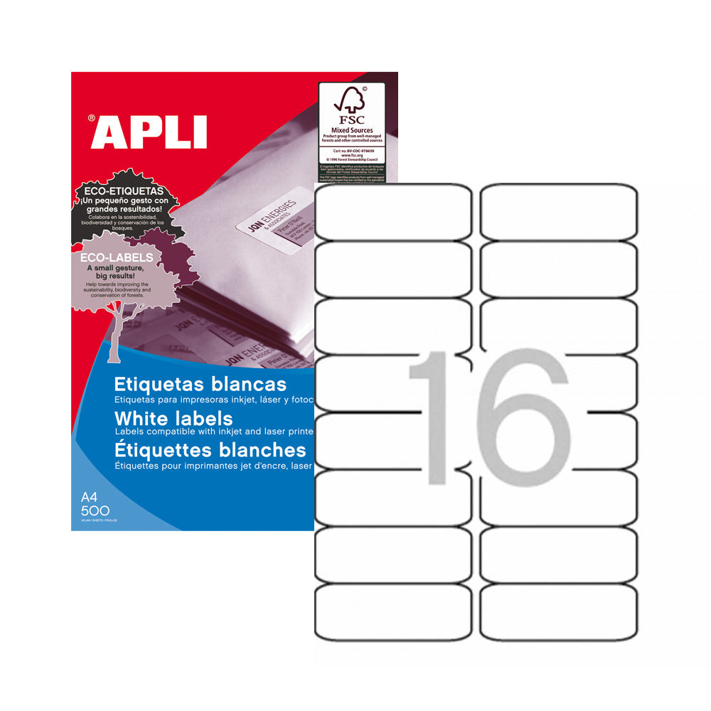 Etiquetas 099,1x034mm 500Fls A4 Apli 8000un