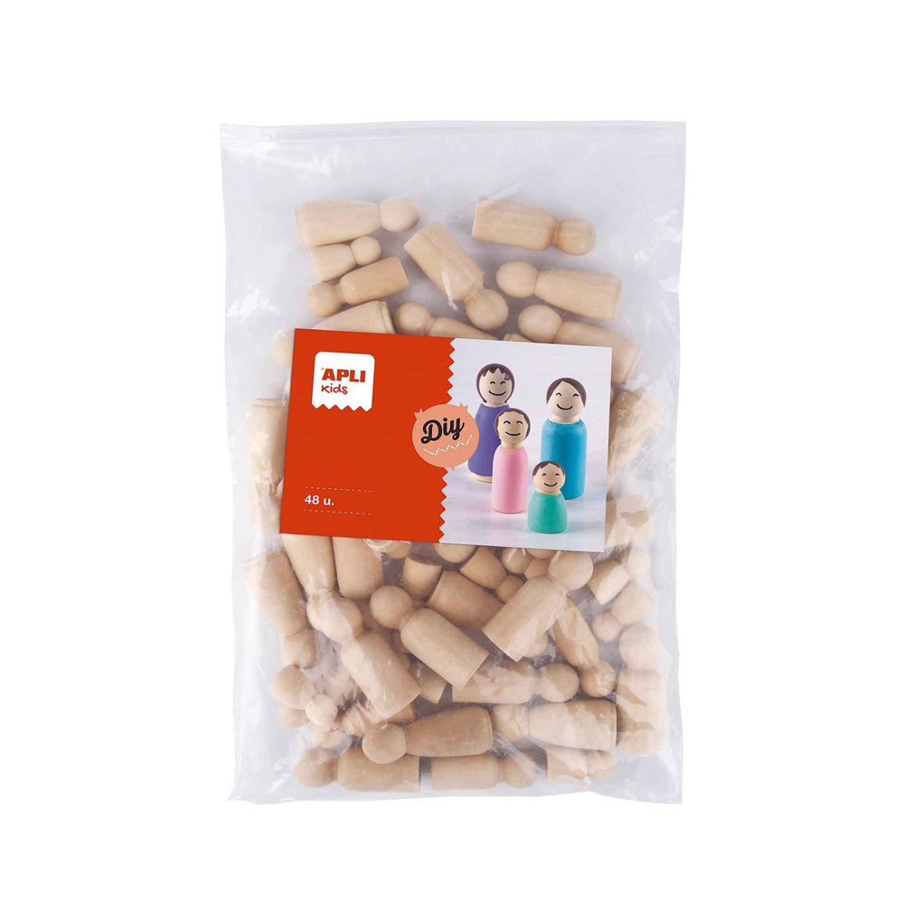 Bonecos Madeira (Manualidades) Apli Cor Natural 48un