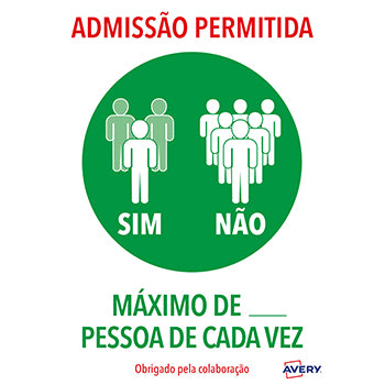 Sinalética Admissão Permitida N Pessoas Adesivo A4 2un