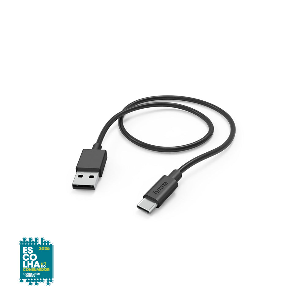 Cabo USB-A 2.0 para USB-C 1m Preto